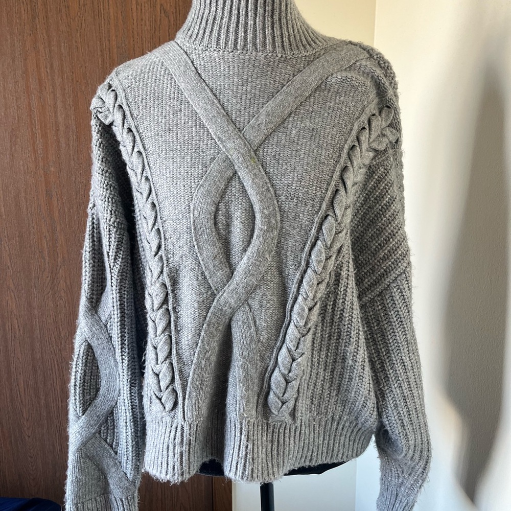 Elizabeth and James Gray Chunky Knit Turtleneck Sweater